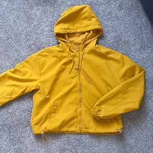 Yellow Cropped Bomber Jacket